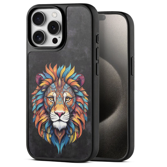 Silicone Textured Frame Printed Hard Back Case For Apple iPhone 15 Pro Max With Raised Camera Bumper