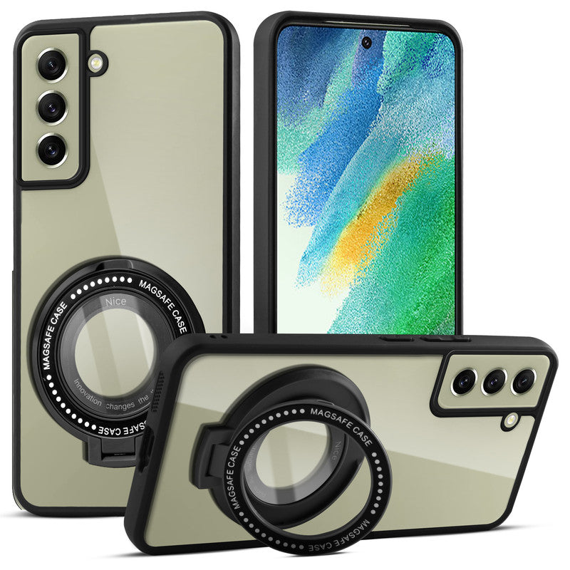Soft Frame Clear Case Ring Holder Kickstand For Samsung S21 FE 5G