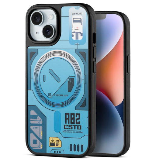 Silicone Textured Frame Printed Hard Back Case For Apple iPhone 14 With Raised Camera Bumper