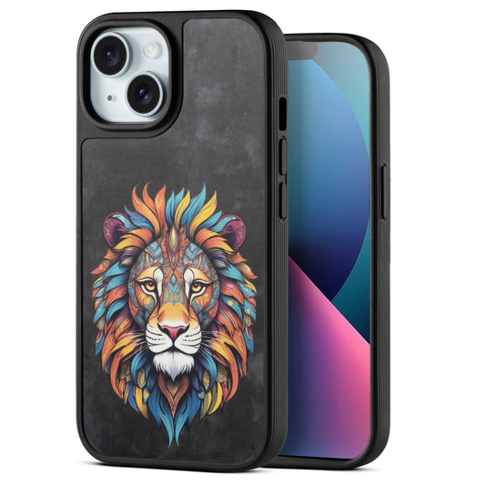 Silicone Textured Frame Printed Hard Back Case For Apple iPhone 13 With Raised Camera Bumper