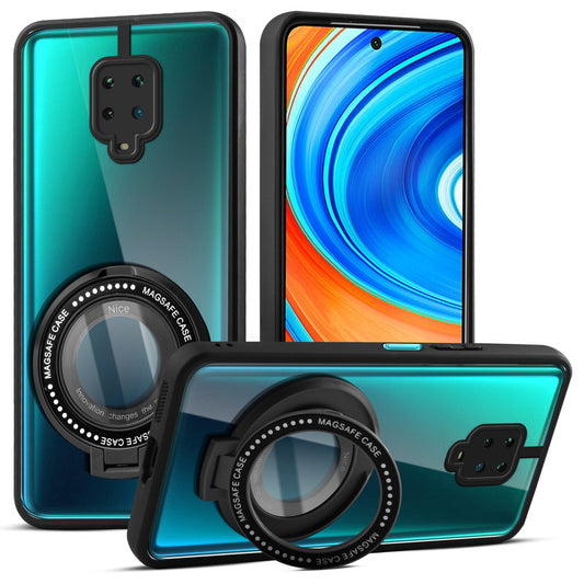 Soft Frame Clear Case Ring Holder Kickstand For Redmi Note 9 Pro Max
