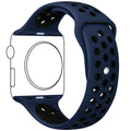 Silicone Apple Watch strap in Black and Pink, size 38mm, back angle view