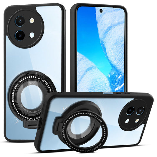 Soft Frame Clear Case Ring Holder Kickstand For Vivo Y58 5G