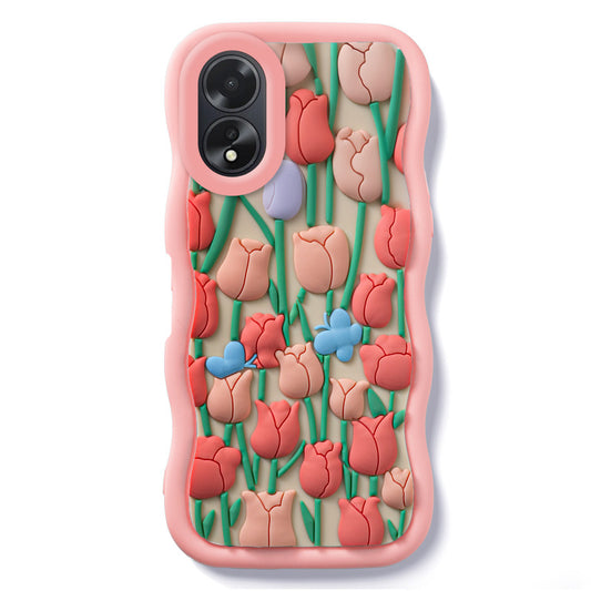 3D Silicone Soft Wave Edges Mobile Back Case For Oppo A18 4G