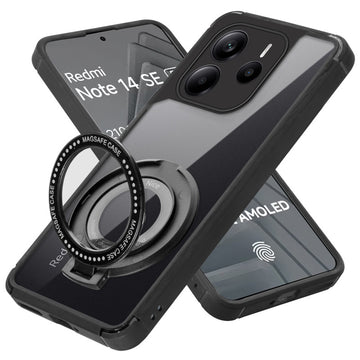 Silicone Grip Clear Case Ring Holder Kickstand For Redmi Note 14 SE 5G