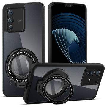 Soft Frame Clear Case Ring Holder Kickstand For Vivo V23 5G