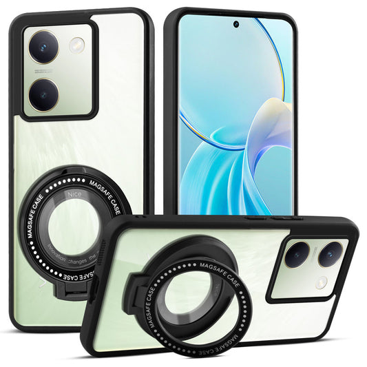 Soft Frame Clear Case Ring Holder Kickstand For Vivo Y300 Plus 5G