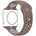 Silicone Apple Watch strap in Brown Cream, size 42mm, back angle view