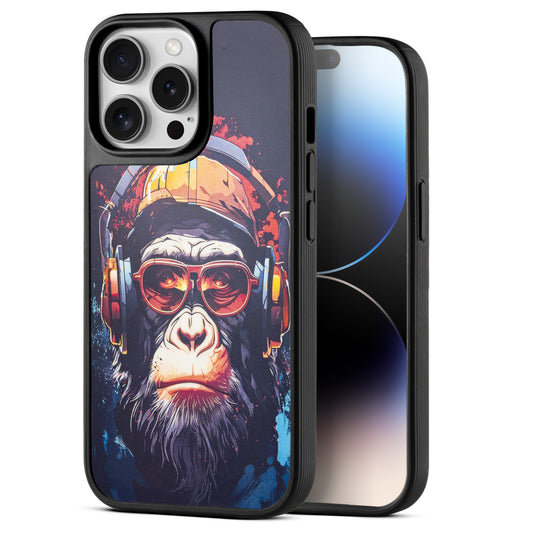 Silicone Textured Frame Printed Hard Back Case For Apple iPhone 14 Pro With Raised Camera Bumper