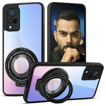 Soft Frame Clear Case Ring Holder Kickstand For Vivo V21