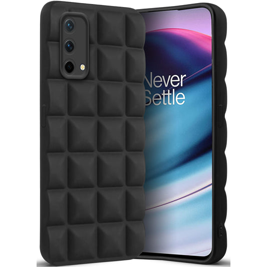 3D Puffer Cube Matte Silicon Back Cover Case for OnePlus Nord CE 5G | Camera Protection | Soft TPU Shockproof Back Cover for OnePlus Nord CE 5G (Black)