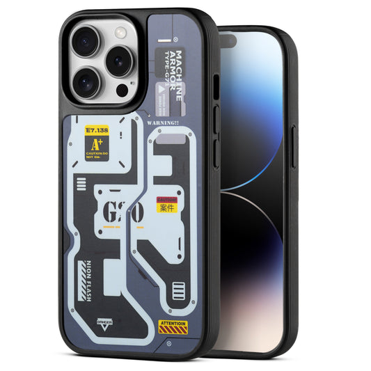 Silicone Textured Frame Printed Hard Back Case For Apple iPhone 14 Pro With Raised Camera Bumper