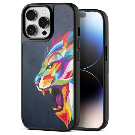 Silicone Textured Frame Printed Hard Back Case For Apple iPhone 14 Pro With Raised Camera Bumper
