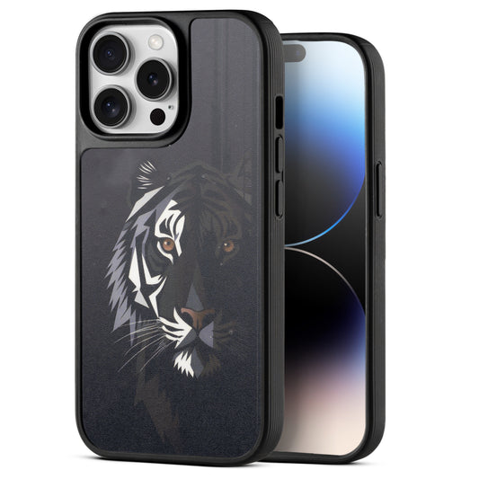Silicone Textured Frame Printed Hard Back Case For Apple iPhone 14 Pro With Raised Camera Bumper