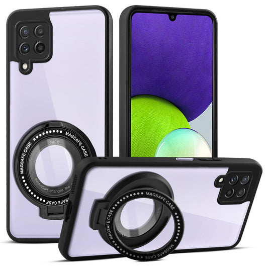 Soft Frame Clear Case Ring Holder Kickstand For Samsung A22 4G