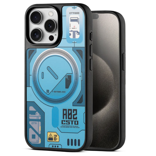 Silicone Textured Frame Printed Hard Back Case For Apple iPhone 15 Pro Max With Raised Camera Bumper
