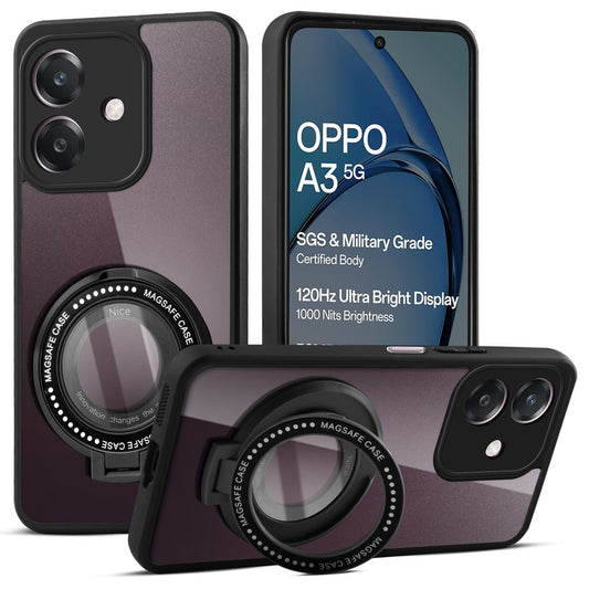Soft Frame Clear Case Ring Holder Kickstand For Oppo A3 5G