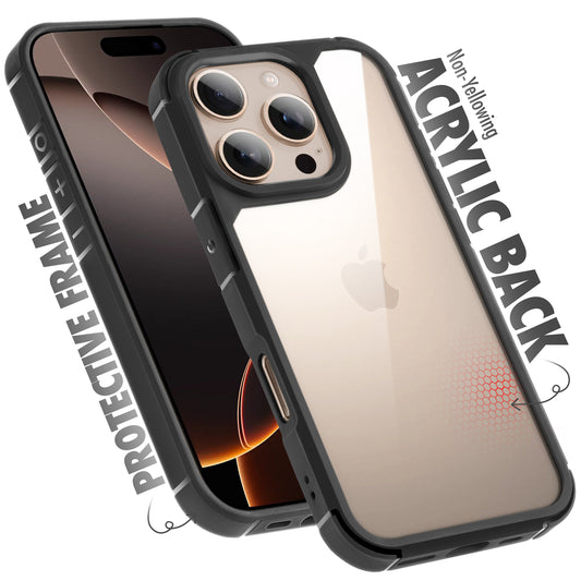 Silicone Border Transparent Back Cover for Apple iPhone 16 Pro