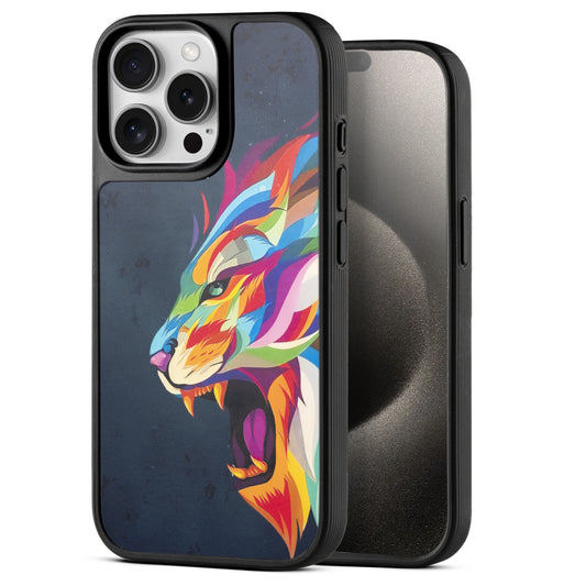 Silicone Textured Frame Printed Hard Back Case For Apple iPhone 15 Pro Max With Raised Camera Bumper