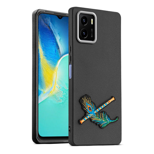 Sleek Textured Silicone Case for Vivo Y15S Featuring Divine Embroidery on the Back