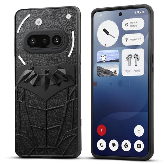 Textured Comic Hero Back Cover for Nothing Phone 3A 5G, Soft Silicone Back Case with Shiny Bat Design & Raised Camera Edges