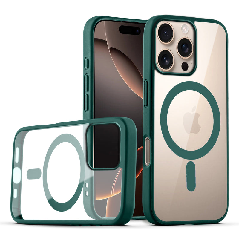 Wireless Charging Support Compatible Transparent Back with Soft Silicone Edge Back Cover For Apple iPhone 16 Pro