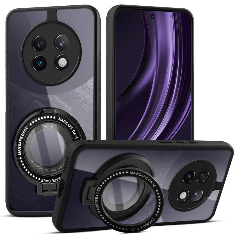 Soft Frame Clear Case Ring Holder Kickstand For Realme 13 Plus 5G