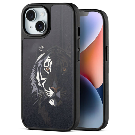 Silicone Textured Frame Printed Hard Back Case For Apple iPhone 14 With Raised Camera Bumper