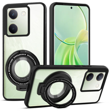 Soft Frame Clear Case Ring Holder Kickstand For Vivo Y200 Pro 5G