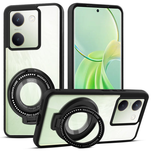 Soft Frame Clear Case Ring Holder Kickstand For Vivo Y200 Pro 5G
