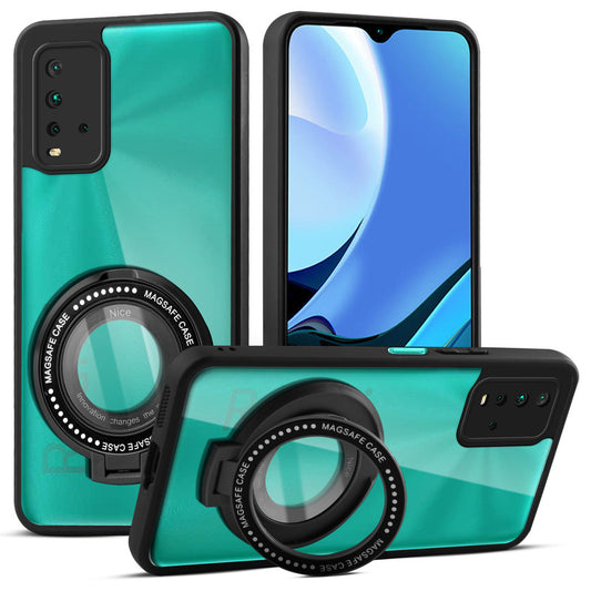 Soft Frame Clear Case Ring Holder Kickstand For Redmi 9 Power