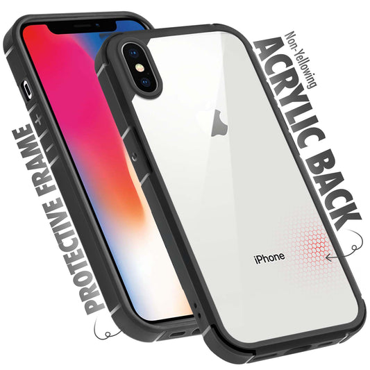 Silicone Frame Transparent Hard Back Cover for Apple iPhone X