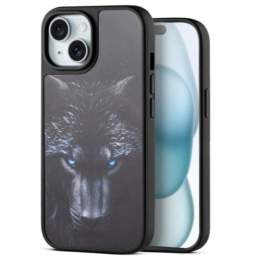 Silicone Textured Frame Printed Hard Back Case For Apple iPhone 15 With Raised Camera Bumper