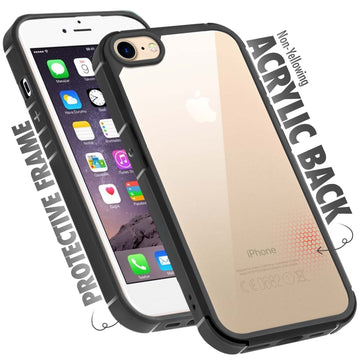 Silicone Frame Transparent Hard Back Cover for Apple iPhone 7
