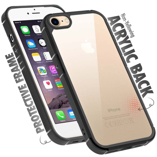 Silicone Frame Transparent Hard Back Cover for Apple iPhone 7