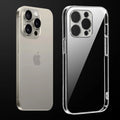 Transparent anti-yellow hard back case fitted on Apple iPhone 14 Pro Max showing full back coverage and camera protection