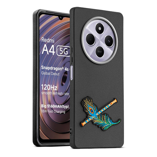 Sleek Textured Silicone Case for Redmi A4 5G Featuring Divine Embroidery on the Back