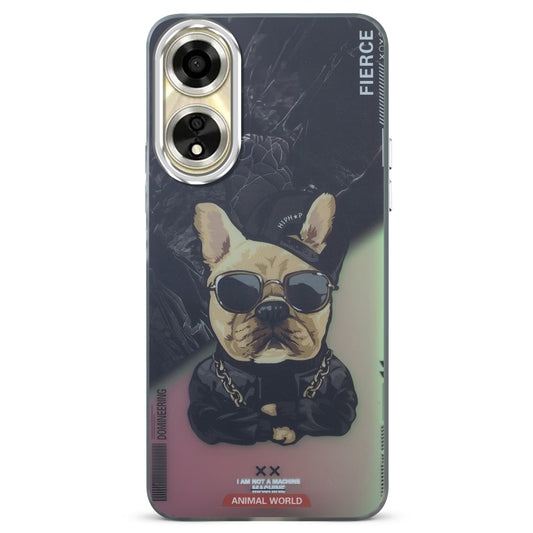 Night Glow & Shiny Hard Phone Cover with Silver Camera Ring For Oppo A59 5G