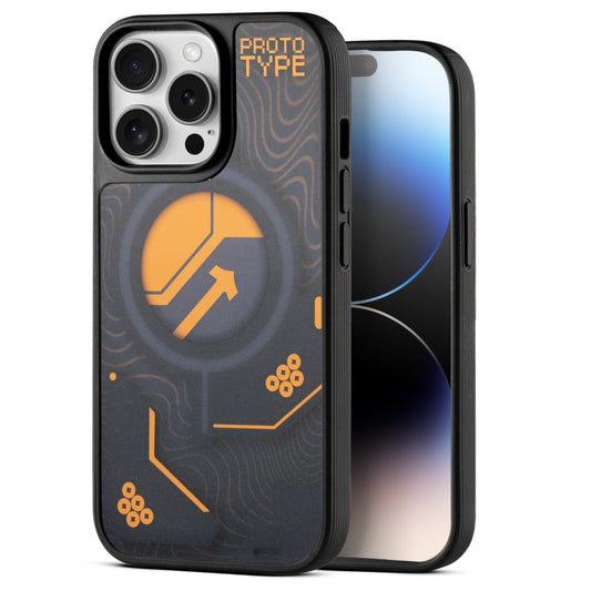 Silicone Textured Frame Printed Hard Back Case For Apple iPhone 14 Pro With Raised Camera Bumper