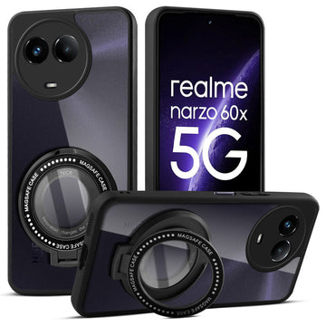 Soft Frame Clear Case Ring Holder Kickstand For Realme Narzo 60x 5G