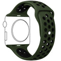 Silicone Apple Watch strap in Black and Red, size 38mm, back angle view