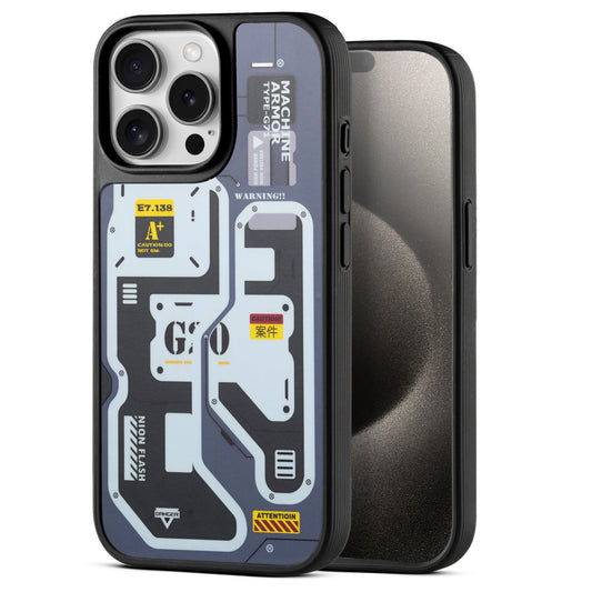 Silicone Textured Frame Printed Hard Back Case For Apple iPhone 15 Pro Max With Raised Camera Bumper
