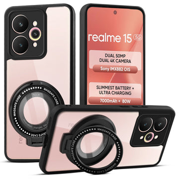 Soft Frame Clear Case Ring Holder Kickstand For Realme 15 5G