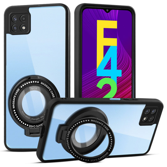 Soft Frame Clear Case Ring Holder Kickstand For Samsung F42 5G