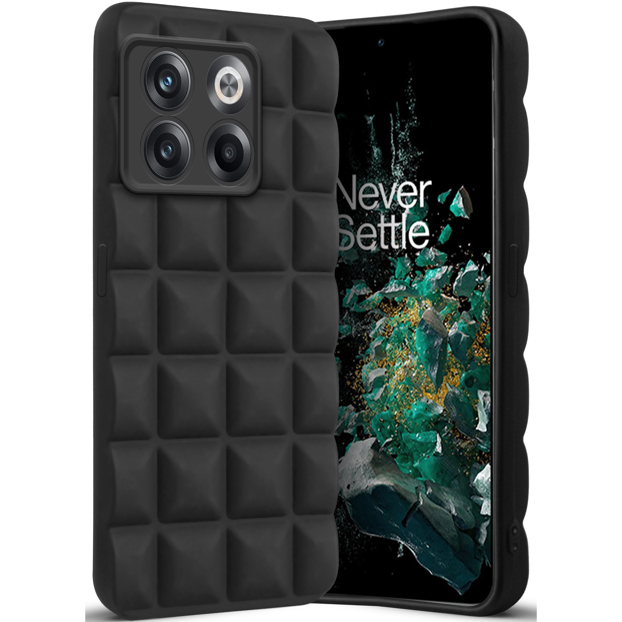 3D Grid Matte Silicone Phone Case Cover for OnePlus 10T 5G