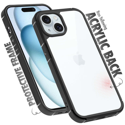 Silicone Border Transparent Back Cover for Apple iPhone 15