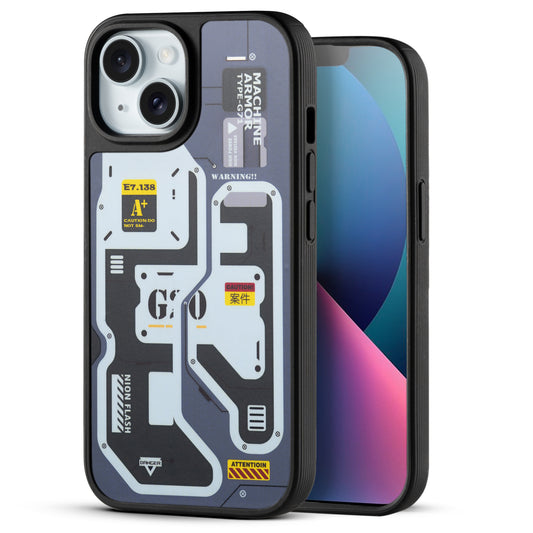 Silicone Textured Frame Printed Hard Back Case For Apple iPhone 13 With Raised Camera Bumper