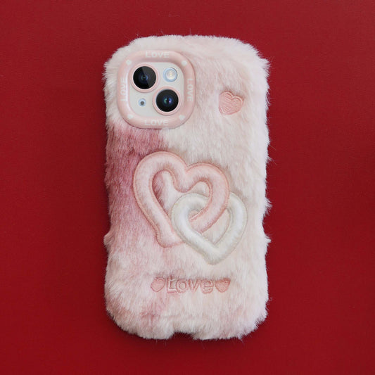 Fluffy Heart Back Cover for Apple iPhone 15 Plus