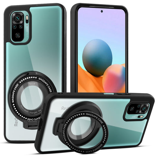 Transparent Back Cover with Silicone frame Matte Ring Holder Kickstand Case For Redmi Note 10