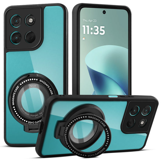 Soft Frame Clear Case Ring Holder Kickstand For Motorola G57 Power 5G